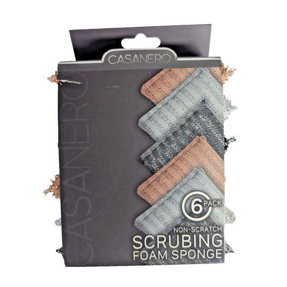 Casanero Non-scratch Scrubbing Sponge 6-Pk Iridescent Multicolor Metallic Stripe - Picture 1 of 5